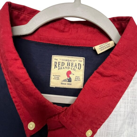 RedHead Men's American Flag Short Sleeve Shirt Size 2XL Red White Blue - Picture 4 of 8